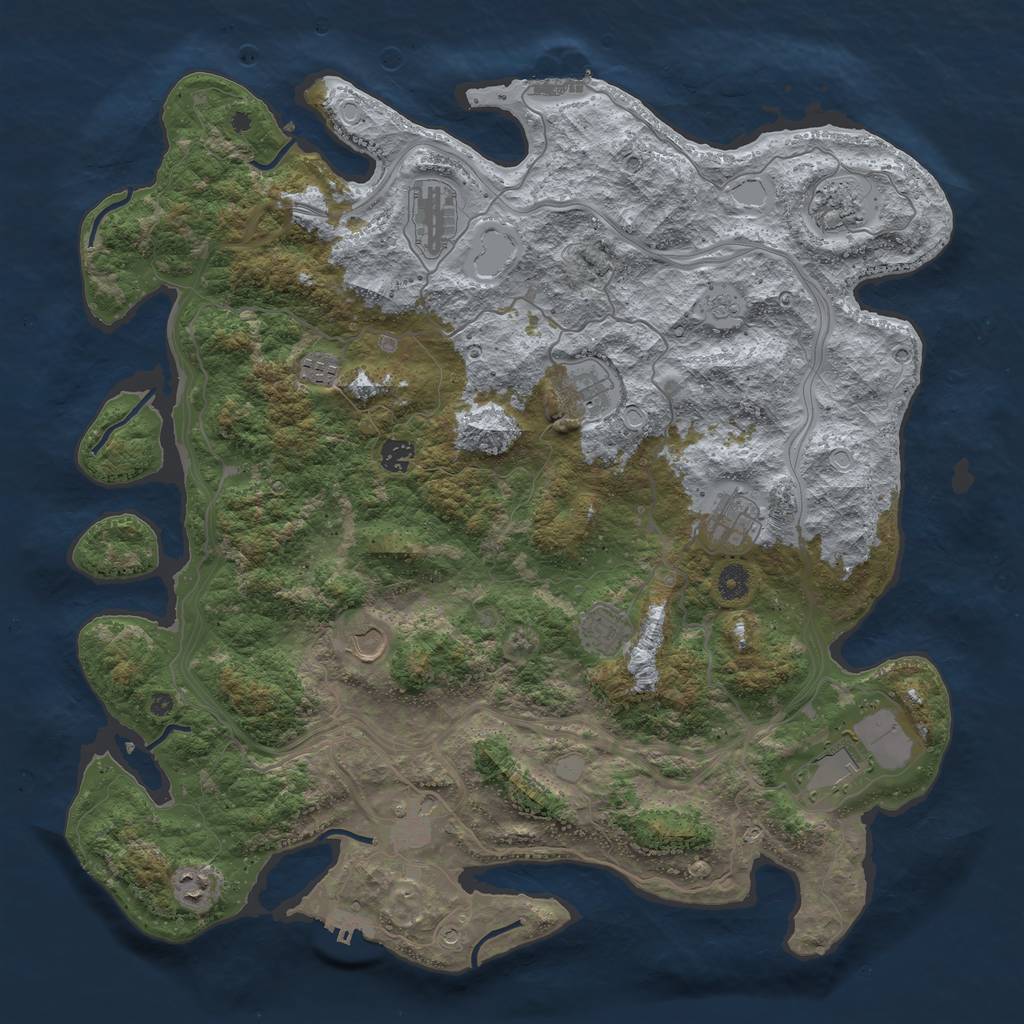 Rust Map: Procedural Map, Size: 4500, Seed: 1038705, 20 Monuments