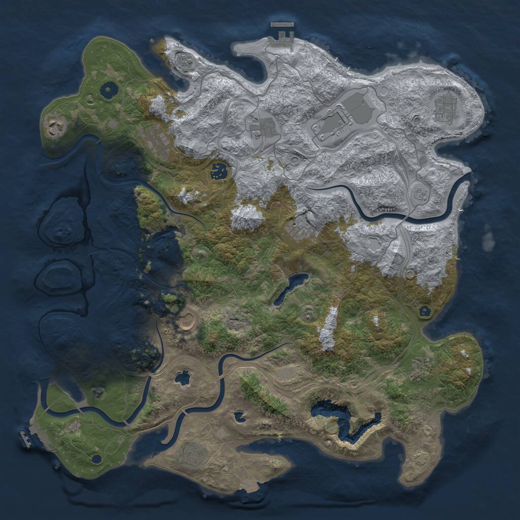 Rust Map: Procedural Map, Size: 4500, Seed: 1038705, 17 Monuments