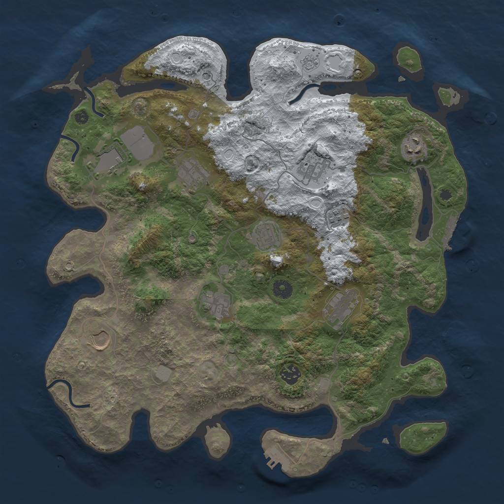 Rust Map: Procedural Map, Size: 3850, Seed: 501445693, 19 Monuments