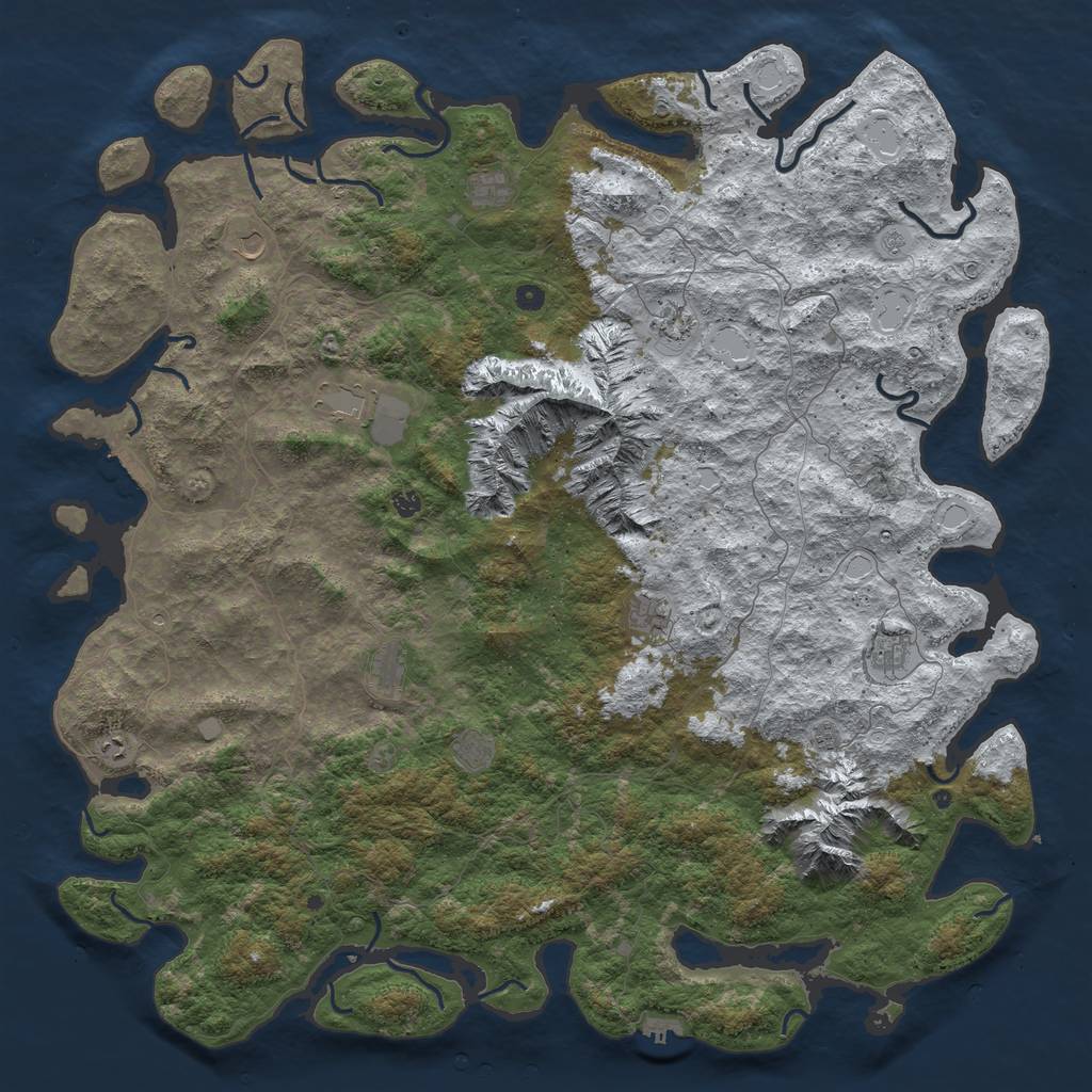 Rust Map: Procedural Map, Size: 6000, Seed: 741896938, 20 Monuments