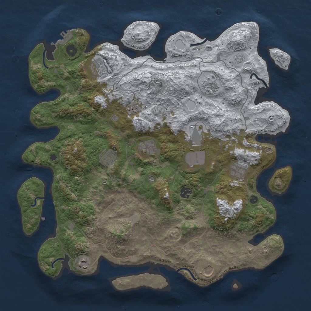 Rust Map: Procedural Map, Size: 4100, Seed: 47000, 18 Monuments