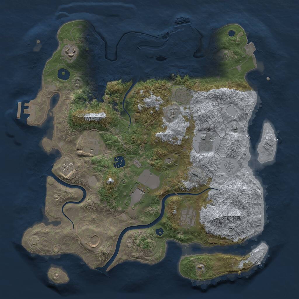 Rust Map: Procedural Map, Size: 3700, Seed: 1448405329, 15 Monuments