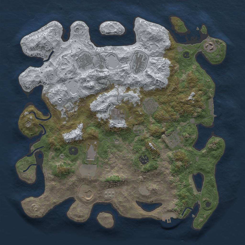 Rust Map: Procedural Map, Size: 3850, Seed: 6895736, 20 Monuments