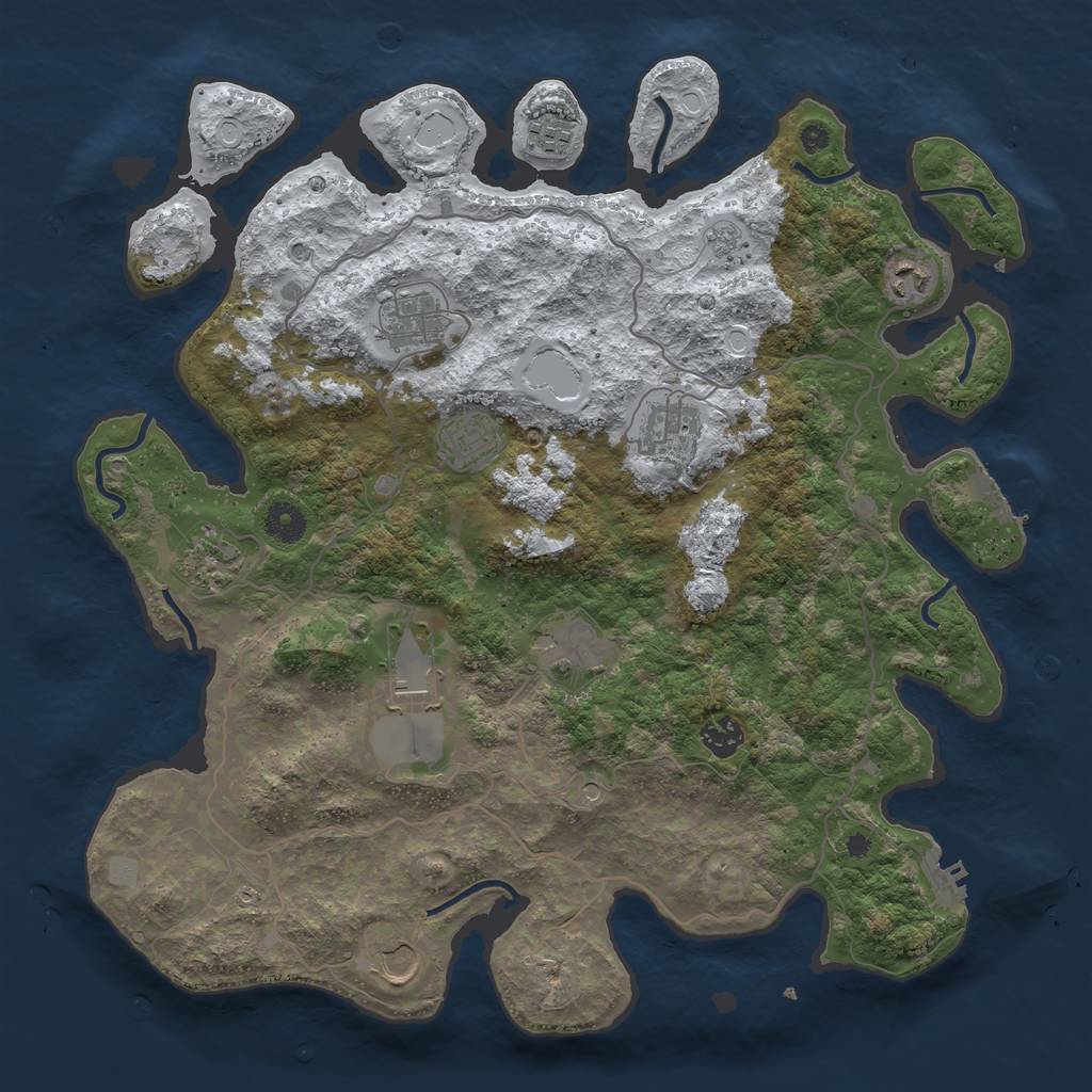 Rust Map: Procedural Map, Size: 4000, Seed: 38961247, 19 Monuments