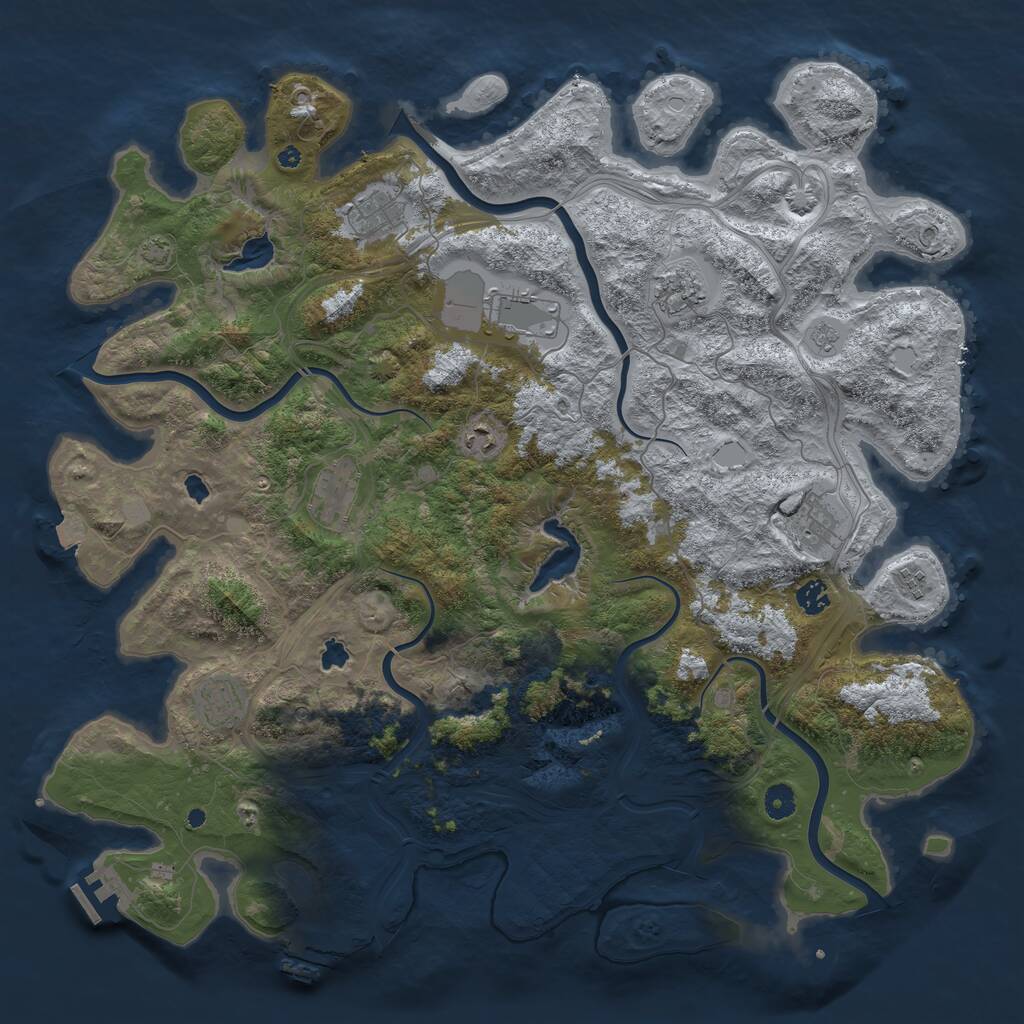 Rust Map: Procedural Map, Size: 4600, Seed: 74488319, 15 Monuments