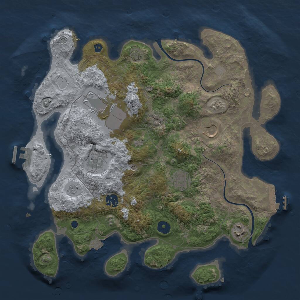 Rust Map: Procedural Map, Size: 3500, Seed: 5845, 12 Monuments