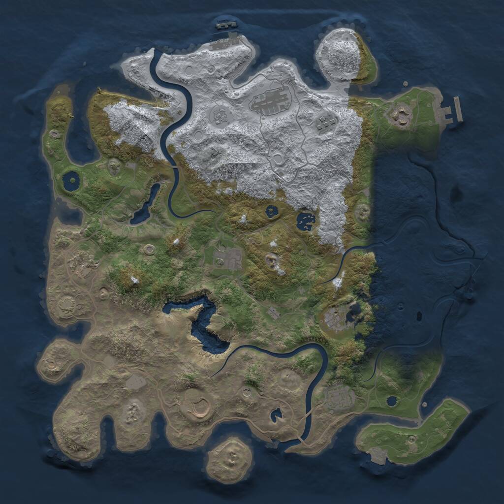 Rust Map: Procedural Map, Size: 4000, Seed: 1070403721, 15 Monuments