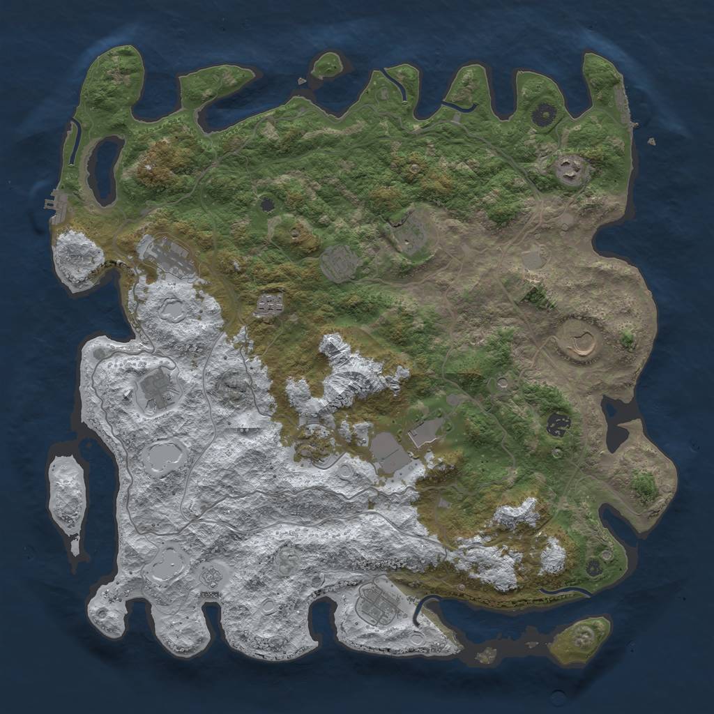 Rust Map: Procedural Map, Size: 4500, Seed: 457109163, 20 Monuments