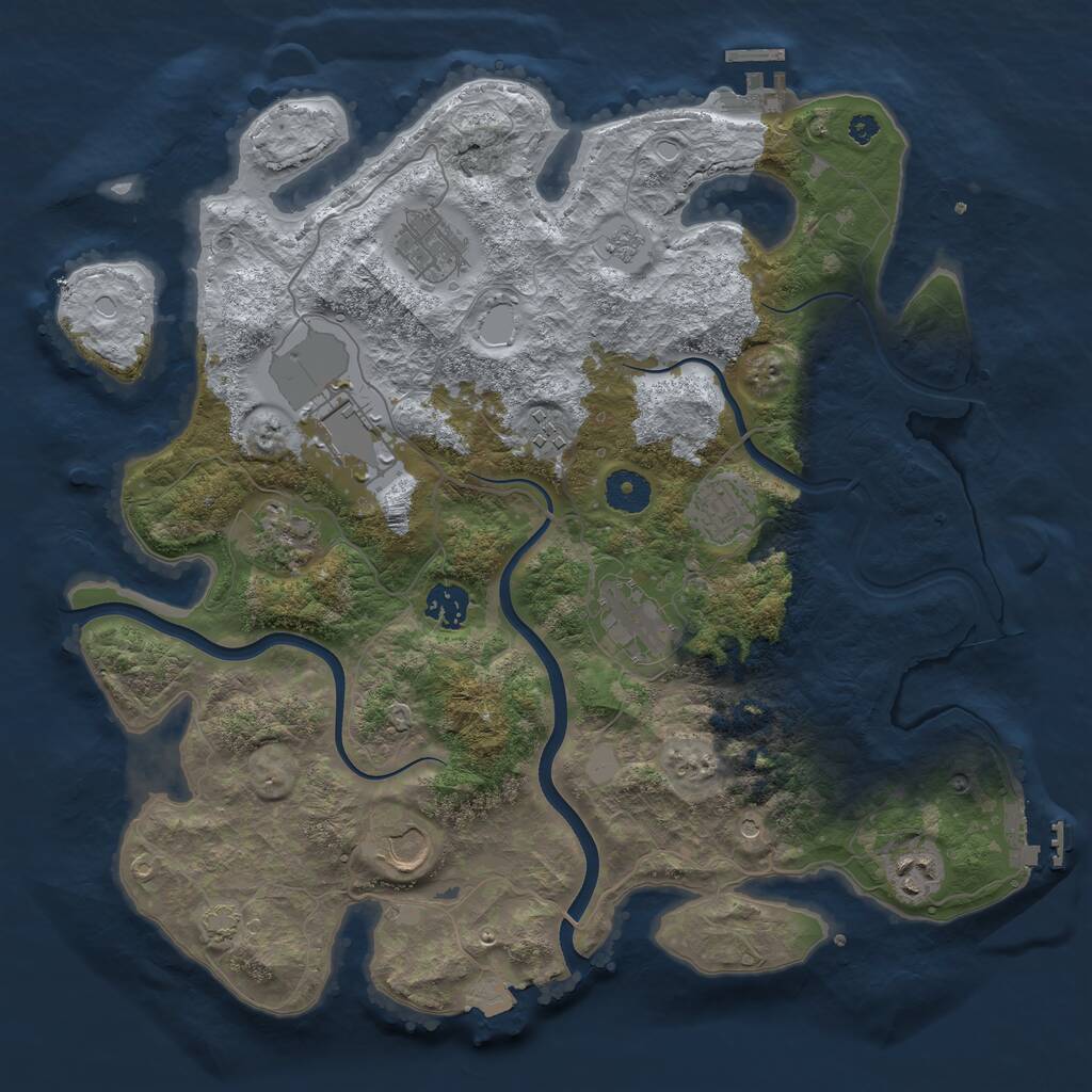 Rust Map: Procedural Map, Size: 3700, Seed: 21616222, 15 Monuments