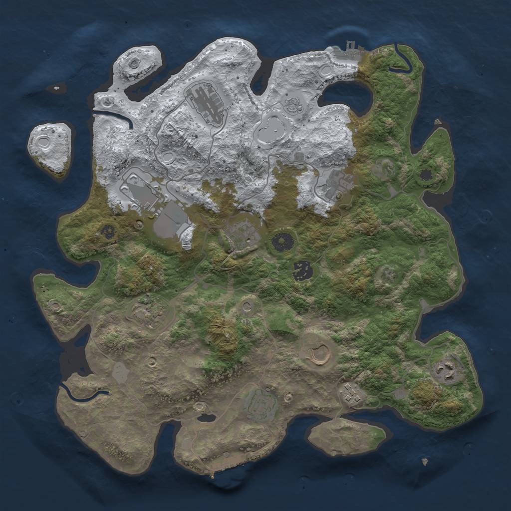 Rust Map: Procedural Map, Size: 3700, Seed: 21616222, 19 Monuments