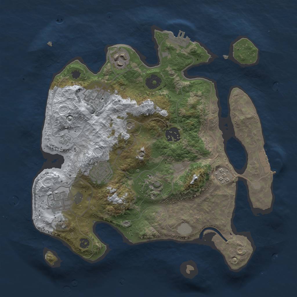 Rust Map: Procedural Map, Size: 3000, Seed: 2063778480, 16 Monuments