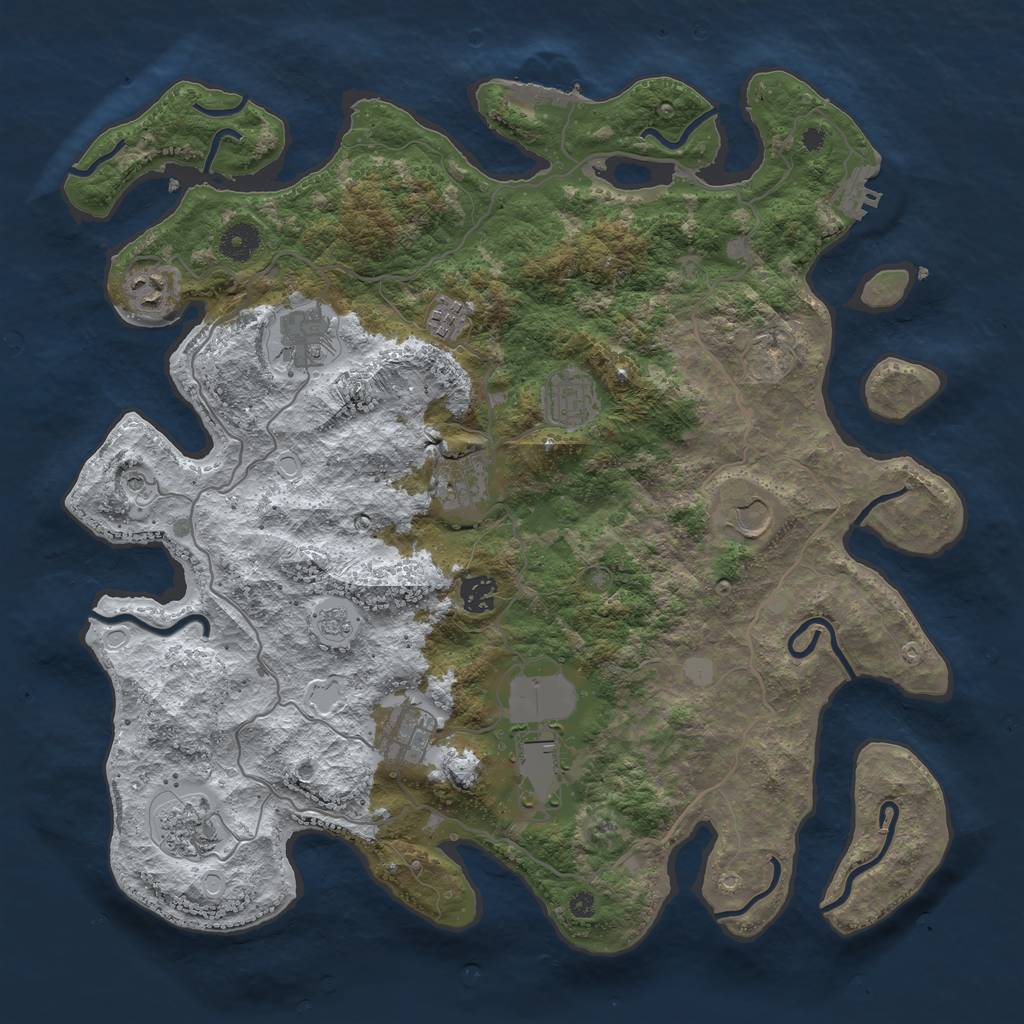 Rust Map: Procedural Map, Size: 4000, Seed: 2020351274, 19 Monuments