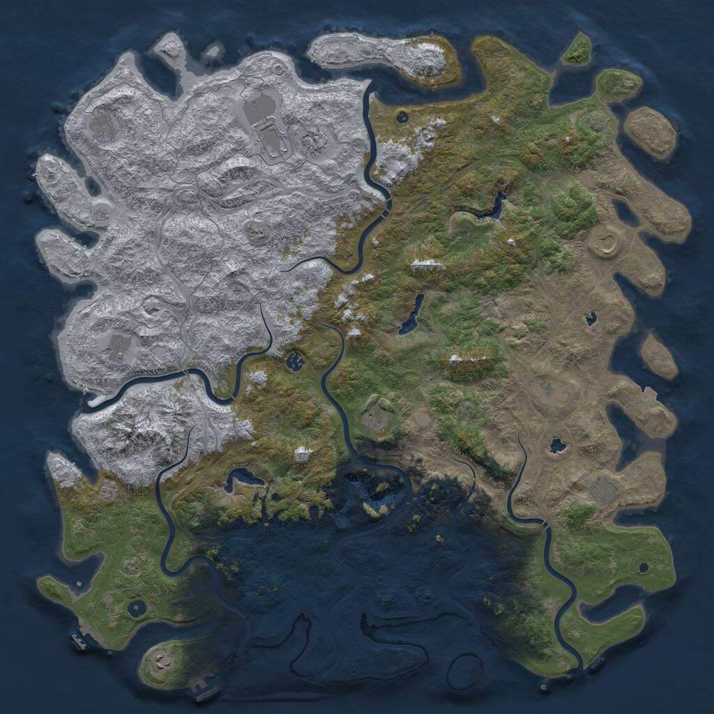Rust Map: Procedural Map, Size: 6000, Seed: 2549654, 17 Monuments