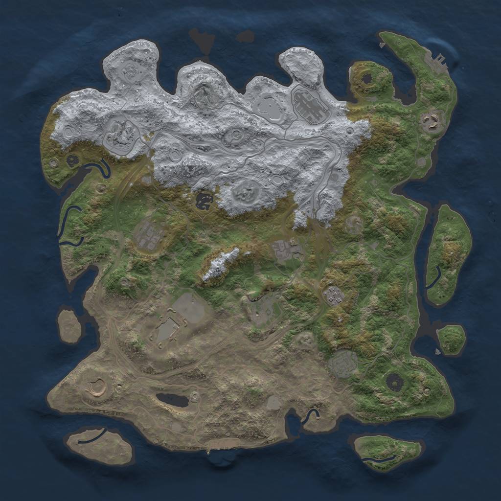 Rust Map: Procedural Map, Size: 4250, Seed: 1835706609, 20 Monuments