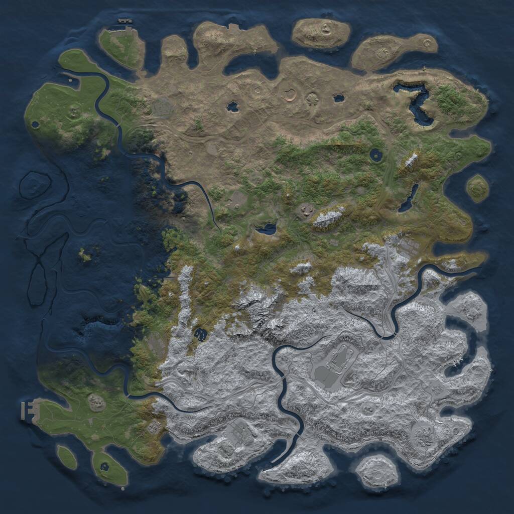 Rust Map: Procedural Map, Size: 6000, Seed: 89438942, 17 Monuments