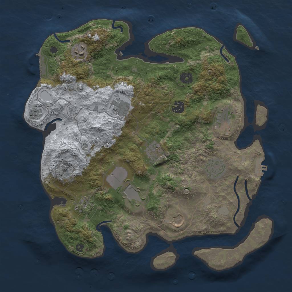 Rust Map: Procedural Map, Size: 3500, Seed: 419590192, 19 Monuments