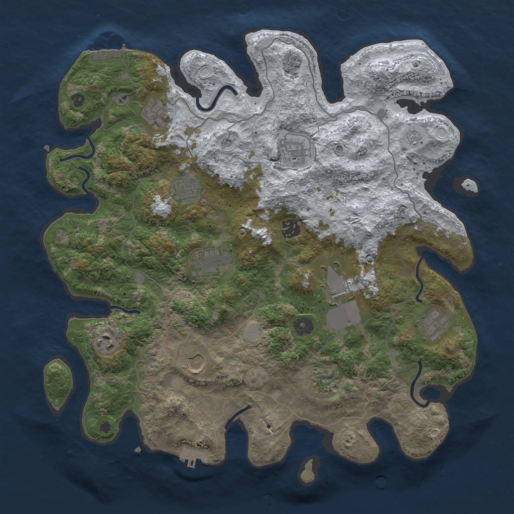 Rust Map: Procedural Map, Size: 4000, Seed: 3450, 20 Monuments