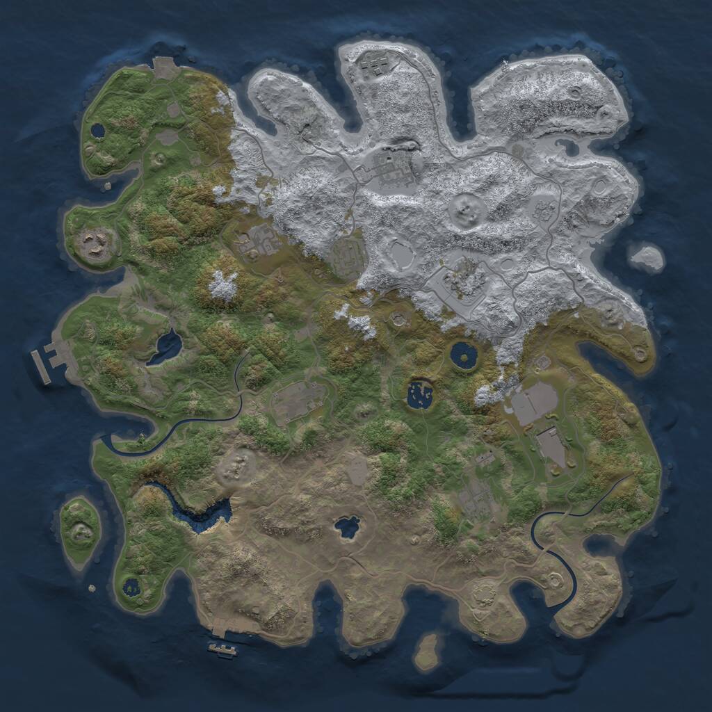 Rust Map: Procedural Map, Size: 4000, Seed: 3450, 16 Monuments