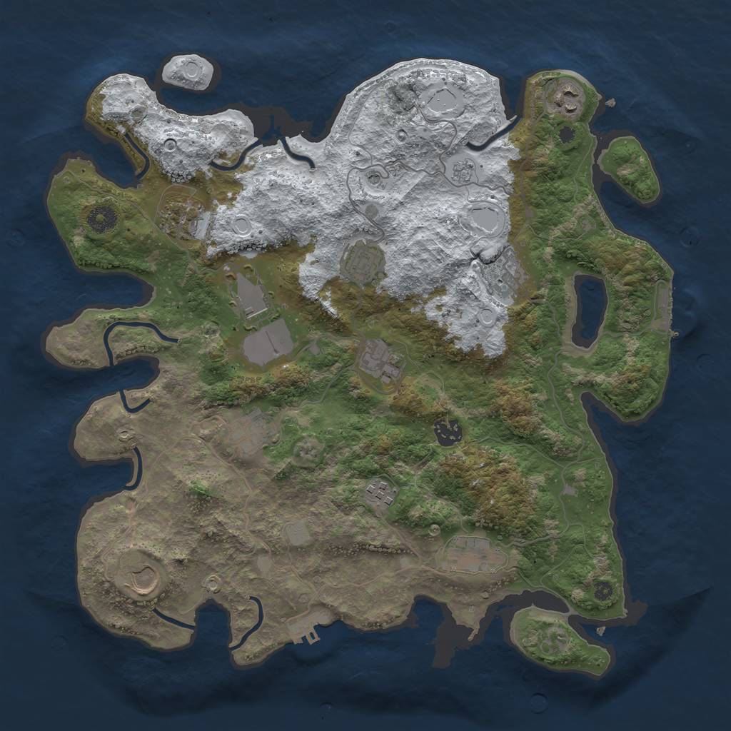 Rust Map: Procedural Map, Size: 3850, Seed: 923543354, 20 Monuments