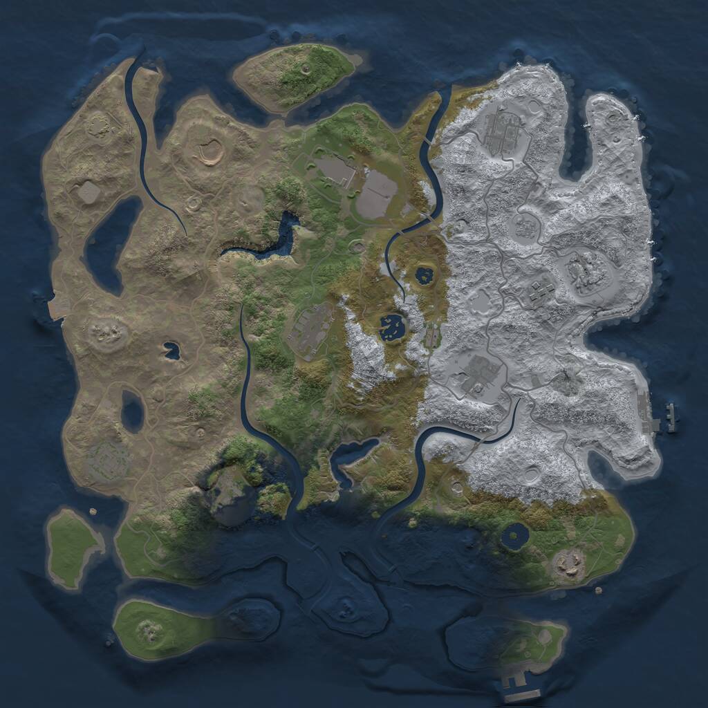 Rust Map: Procedural Map, Size: 4000, Seed: 286854391, 17 Monuments