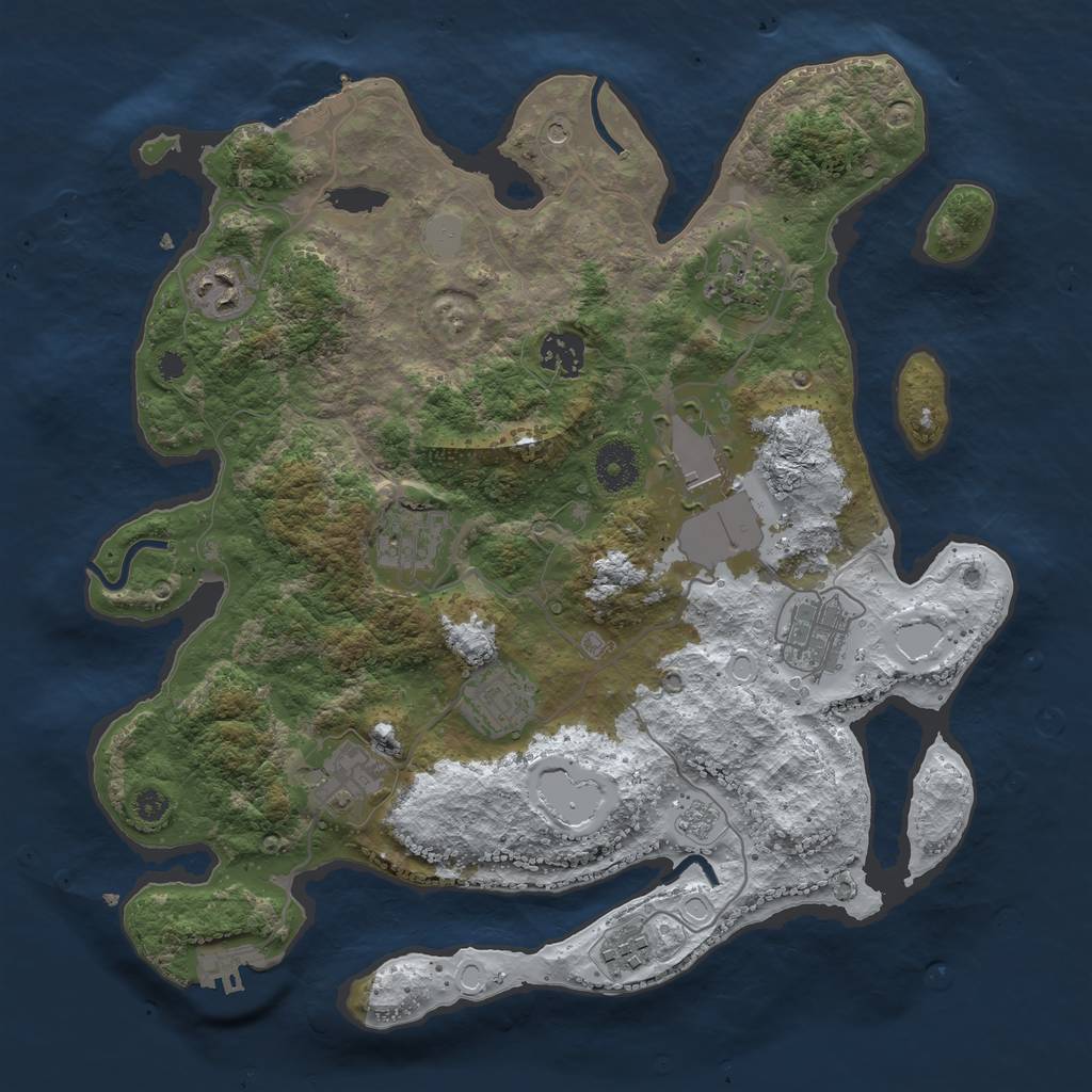 Rust Map: Procedural Map, Size: 3500, Seed: 56284676, 18 Monuments