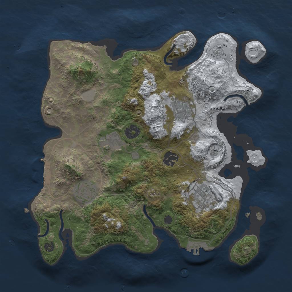 Rust Map: Procedural Map, Size: 3000, Seed: 670345, 14 Monuments