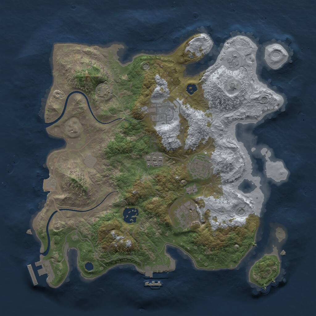 Rust Map: Procedural Map, Size: 3000, Seed: 670345, 11 Monuments