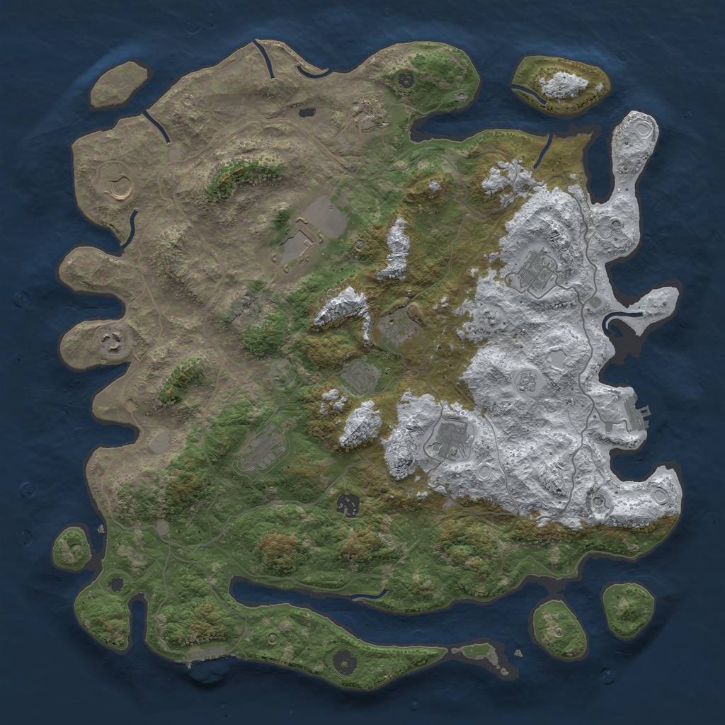 Rust Map: Procedural Map, Size: 4500, Seed: 704, 19 Monuments