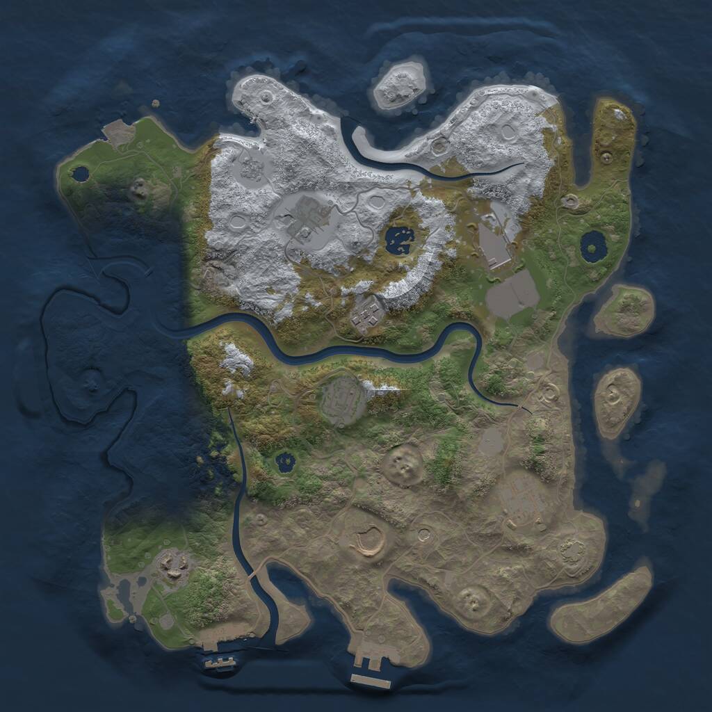 Rust Map: Procedural Map, Size: 3600, Seed: 8042022, 14 Monuments