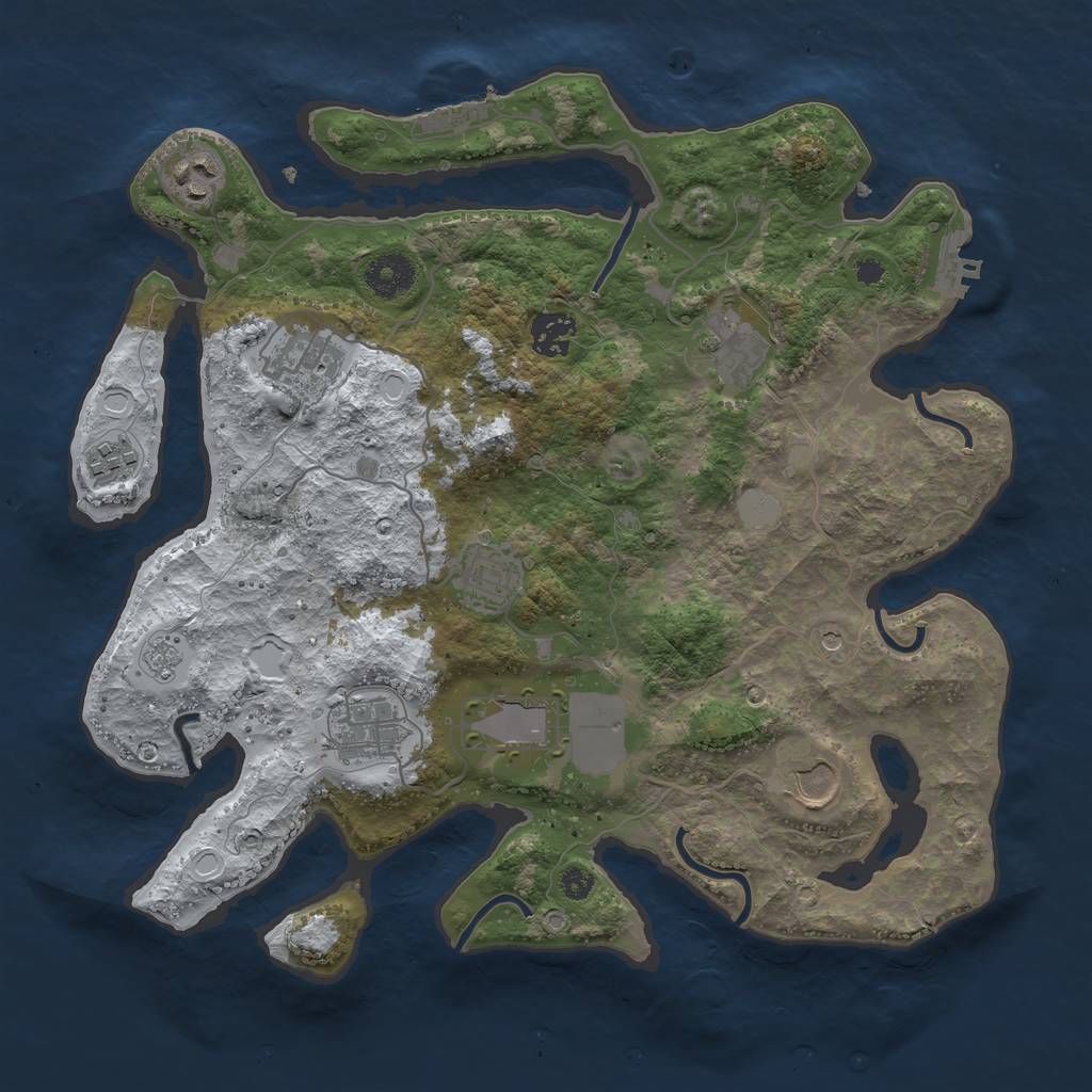 Rust Map: Procedural Map, Size: 3500, Seed: 531313155, 18 Monuments