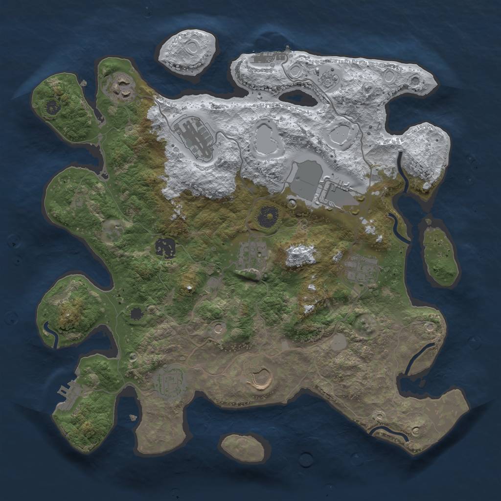 Rust Map: Procedural Map, Size: 3500, Seed: 502, 17 Monuments