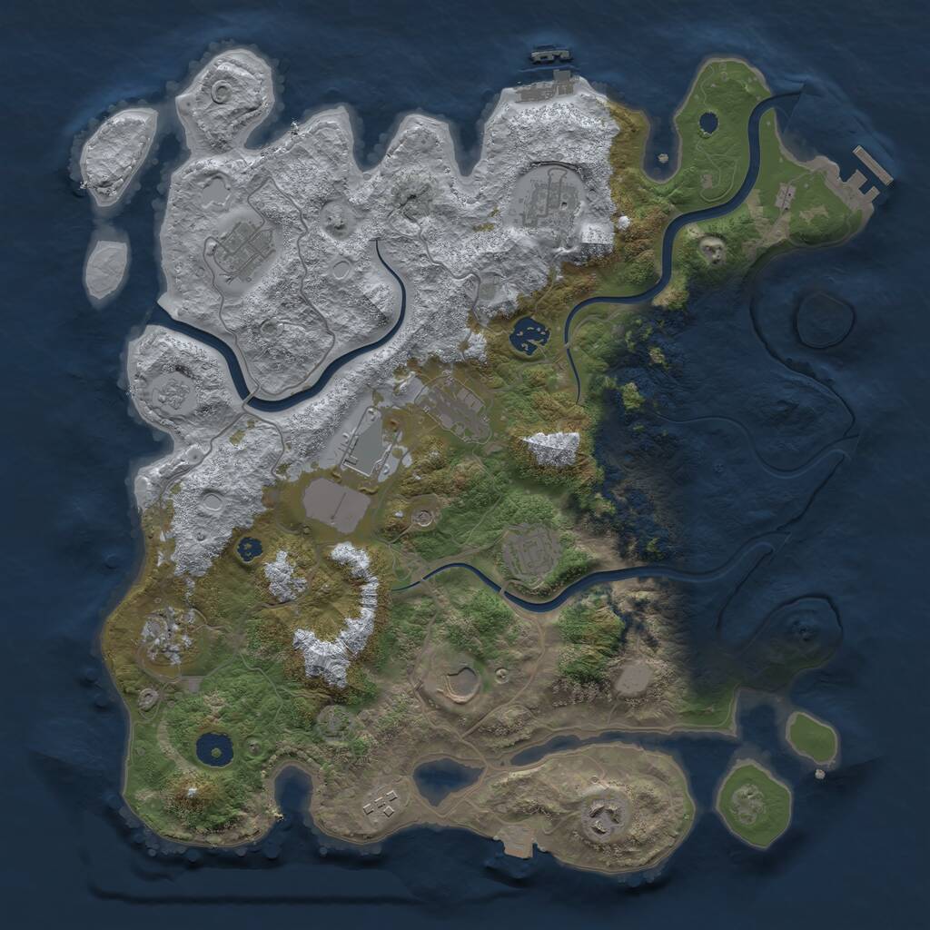 Rust Map: Procedural Map, Size: 3850, Seed: 176495102, 16 Monuments