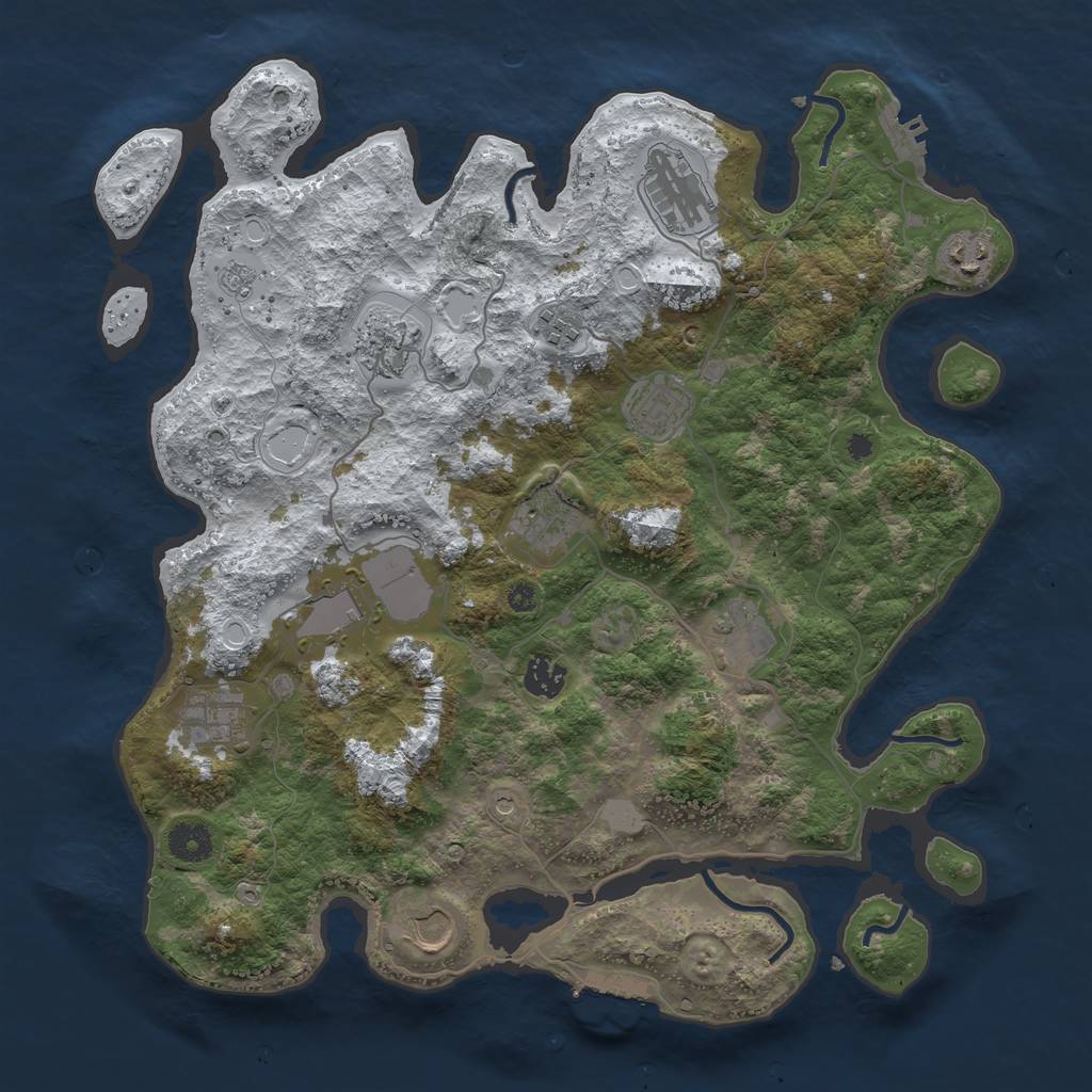 Rust Map: Procedural Map, Size: 3850, Seed: 176495102, 20 Monuments