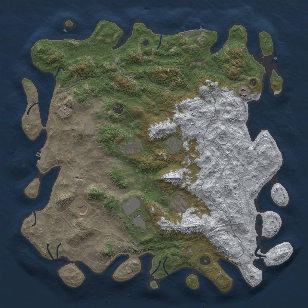 Rust Map: Procedural Map, Size: 4500, Seed: 3138170, 17 Monuments