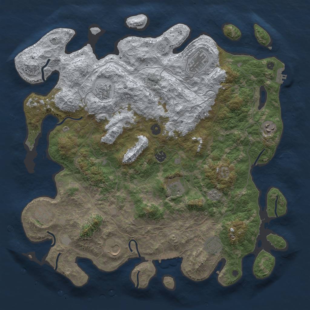 Rust Map: Procedural Map, Size: 4321, Seed: 1234, 18 Monuments