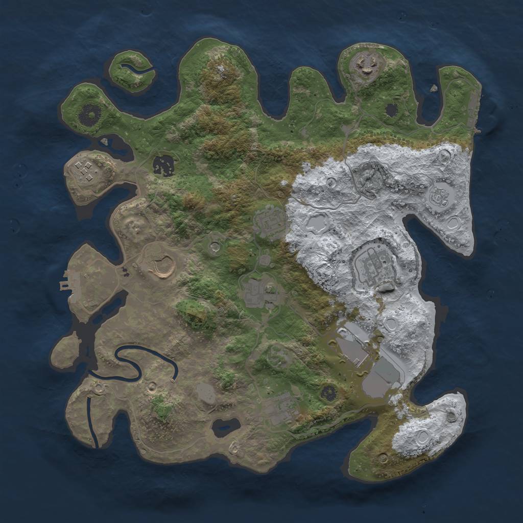 Rust Map: Procedural Map, Size: 3500, Seed: 1354679, 18 Monuments