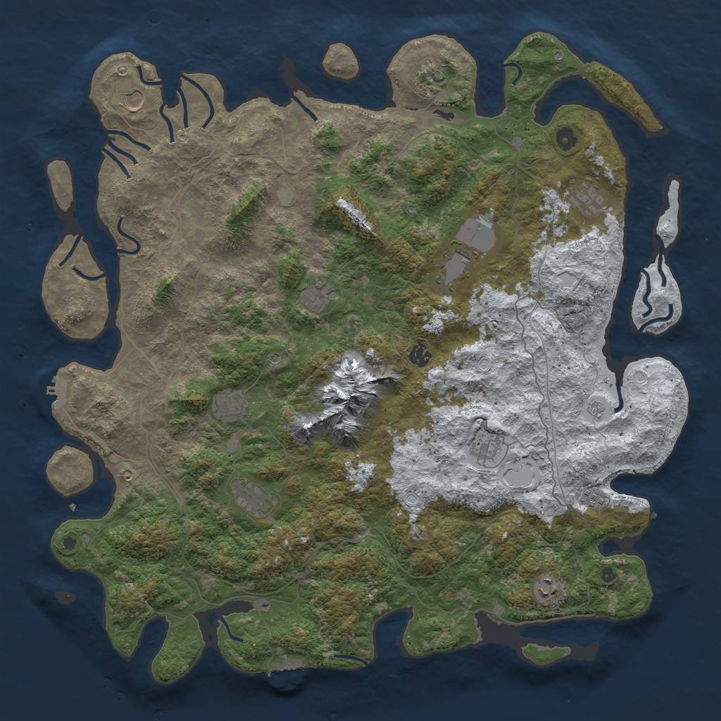 Rust Map: Procedural Map, Size: 5000, Seed: 1420, 20 Monuments