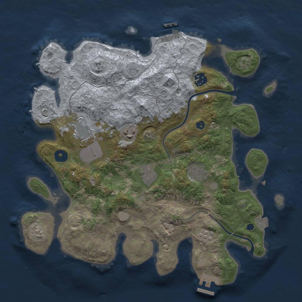 Rust Map: Procedural Map, Size: 3500, Seed: 728562776, 12 Monuments