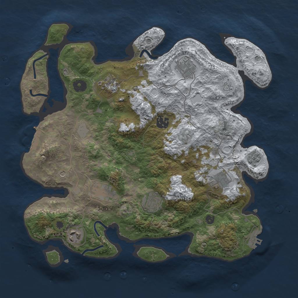 Rust Map: Procedural Map, Size: 3420, Seed: 1234567890, 17 Monuments