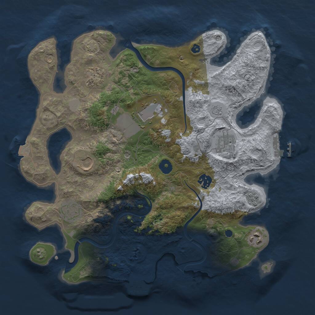 Rust Map: Procedural Map, Size: 3500, Seed: 1941880316, 14 Monuments