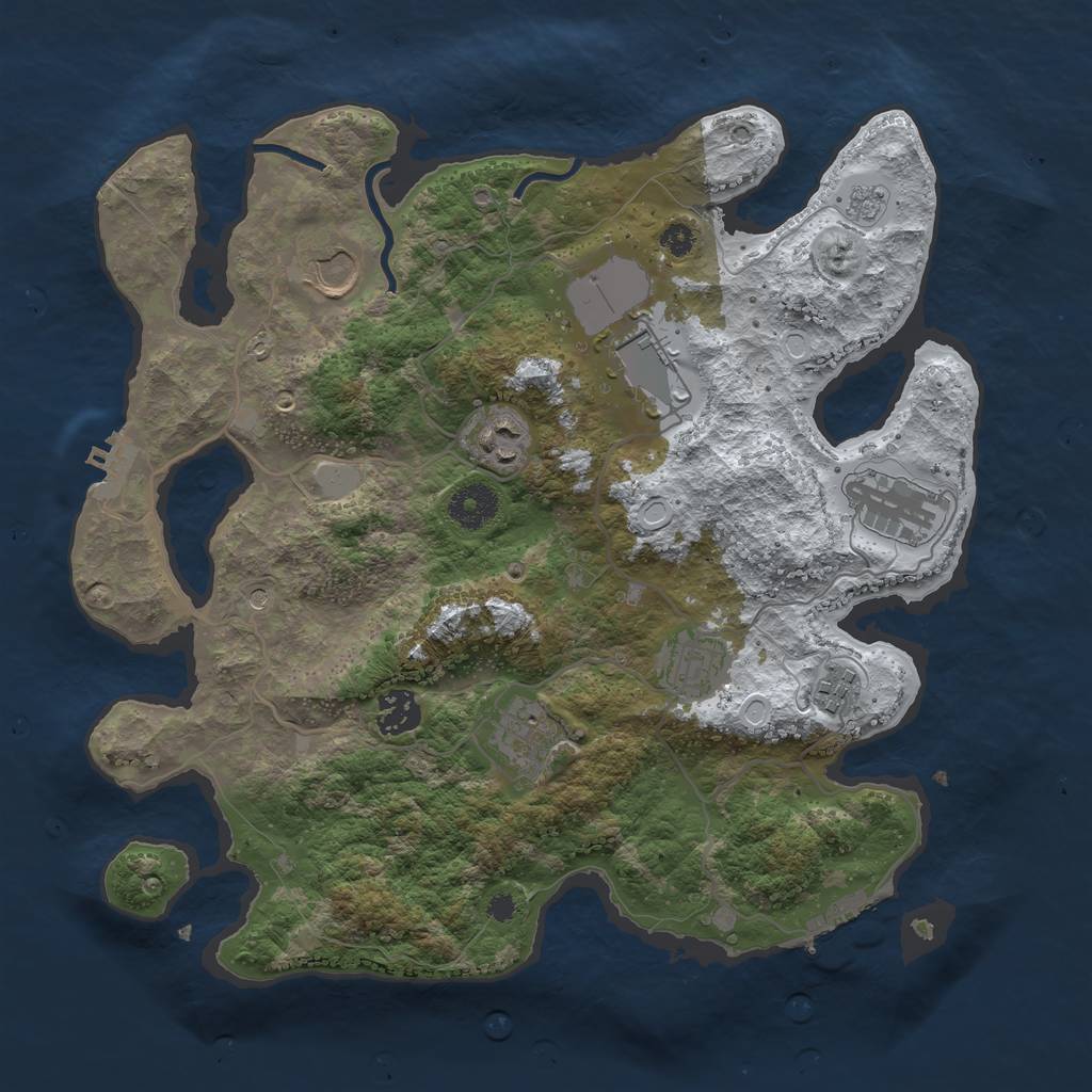 Rust Map: Procedural Map, Size: 3500, Seed: 1941880316, 17 Monuments