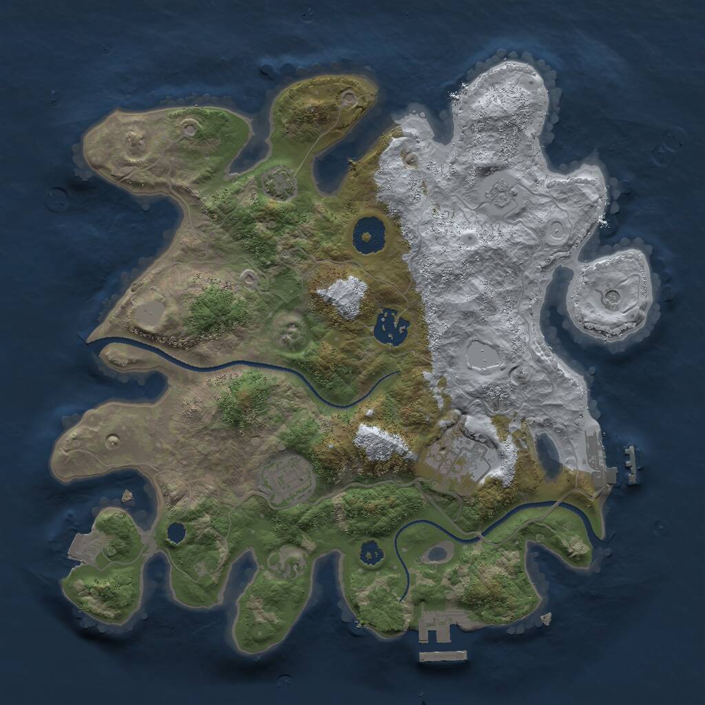 Rust Map: Procedural Map, Size: 3000, Seed: 2005576626, 9 Monuments