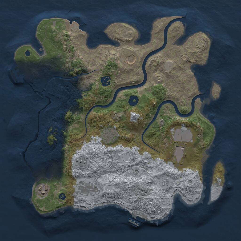 Rust Map: Procedural Map, Size: 3500, Seed: 652147893, 13 Monuments