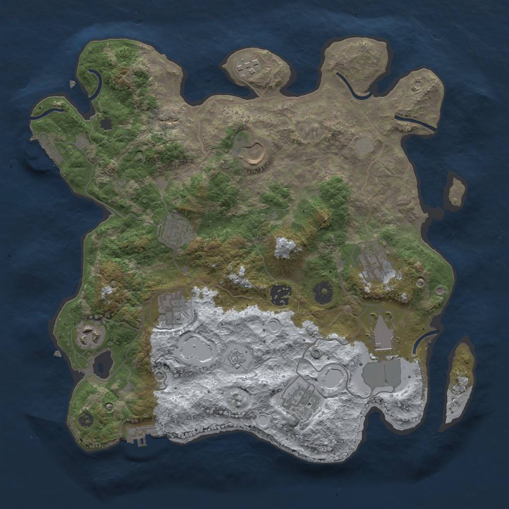 Rust Map: Procedural Map, Size: 3500, Seed: 652147893, 18 Monuments