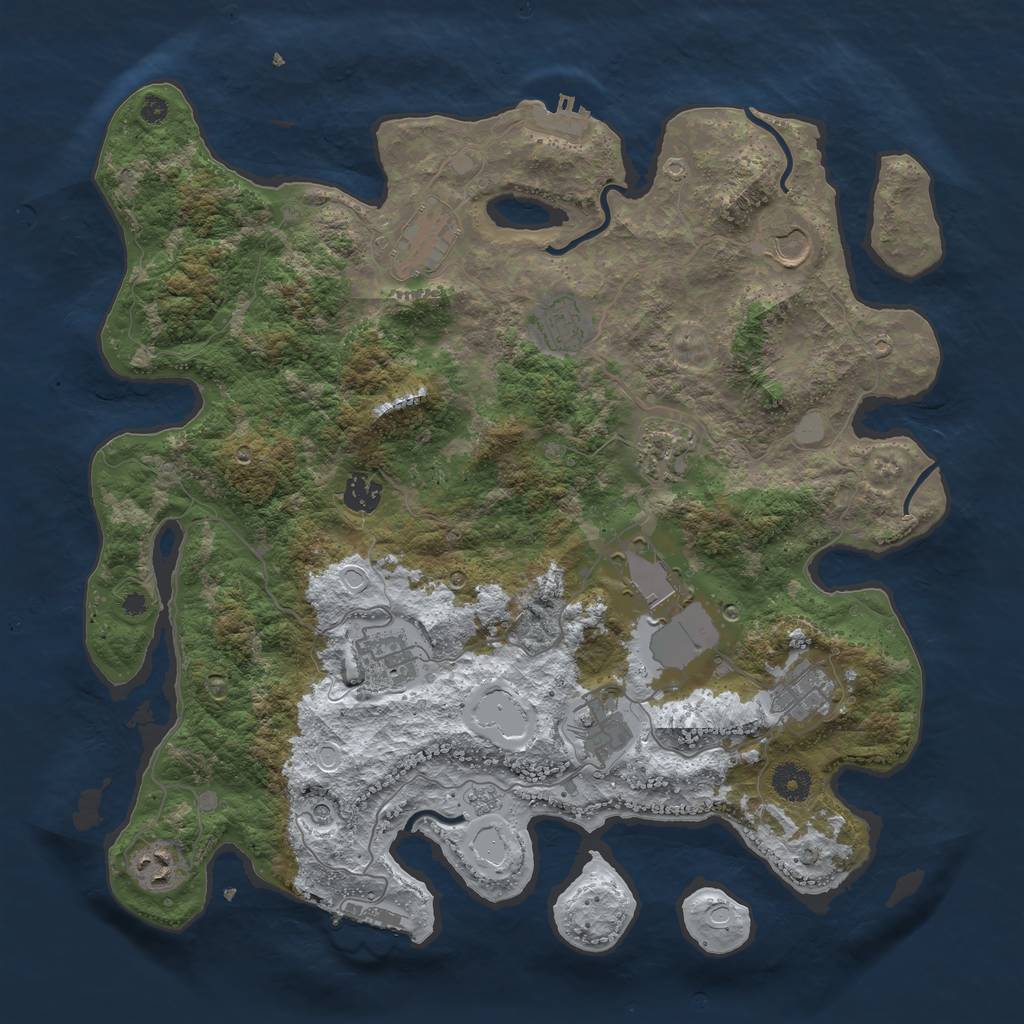 Rust Map: Procedural Map, Size: 3950, Seed: 1003192516, 19 Monuments