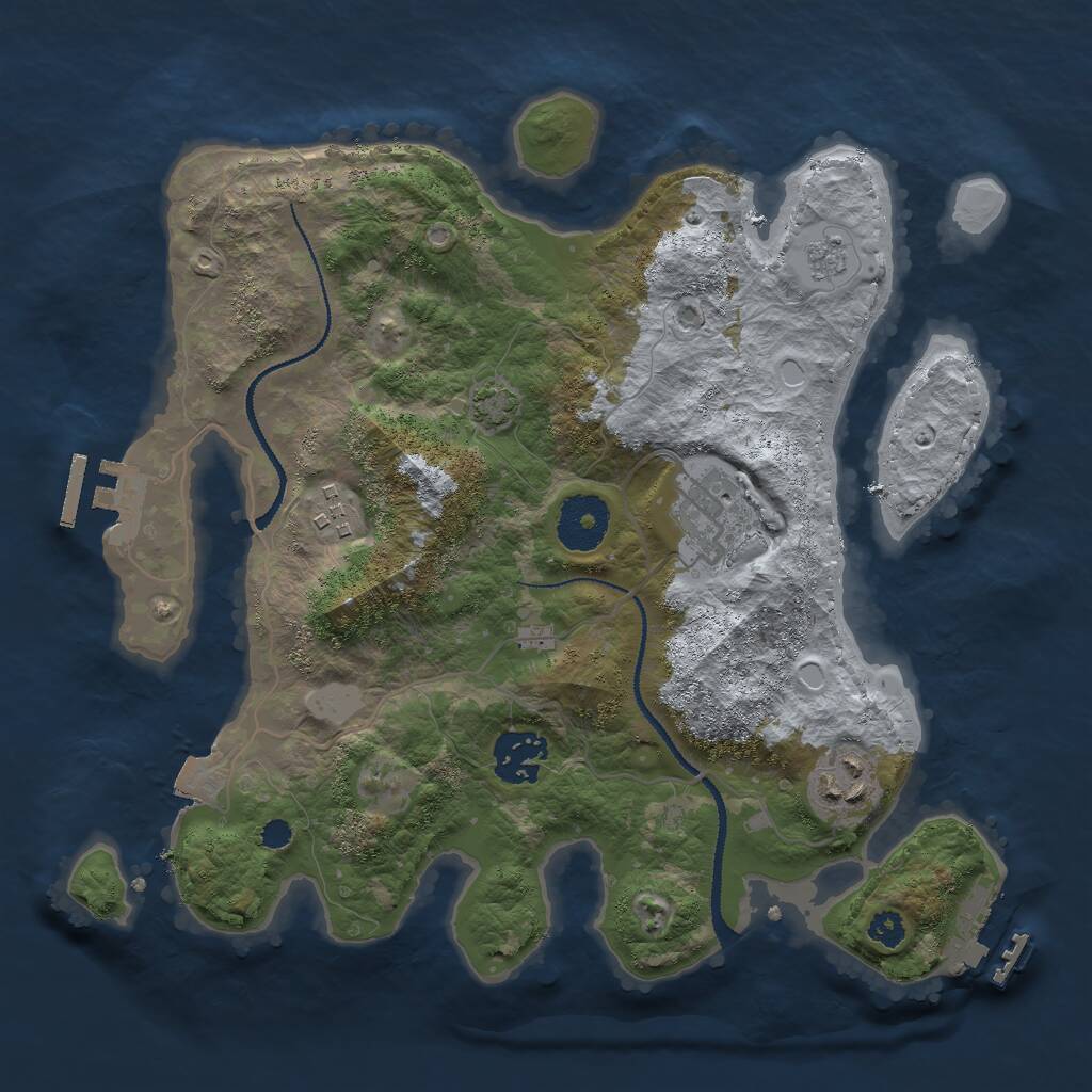 Rust Map: Procedural Map, Size: 3000, Seed: 880287547, 9 Monuments