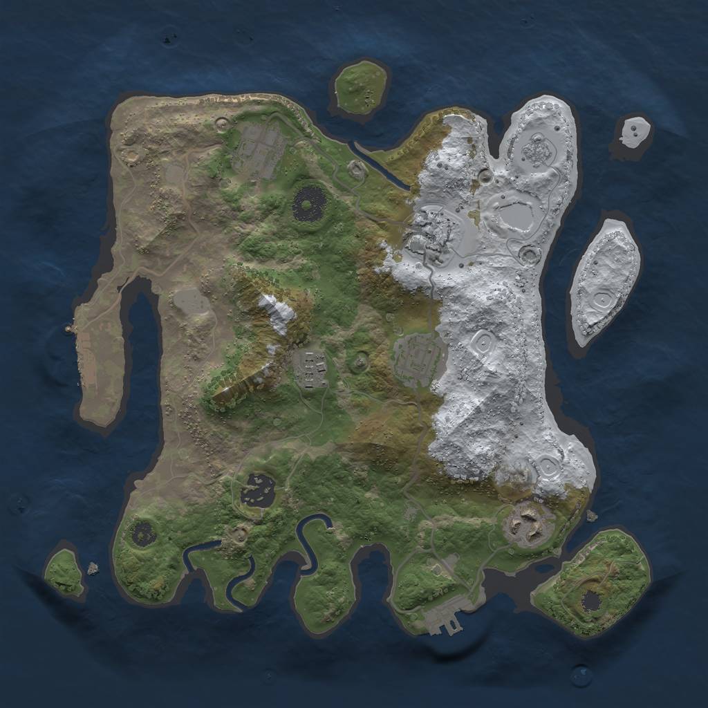 Rust Map: Procedural Map, Size: 3000, Seed: 880287547, 14 Monuments