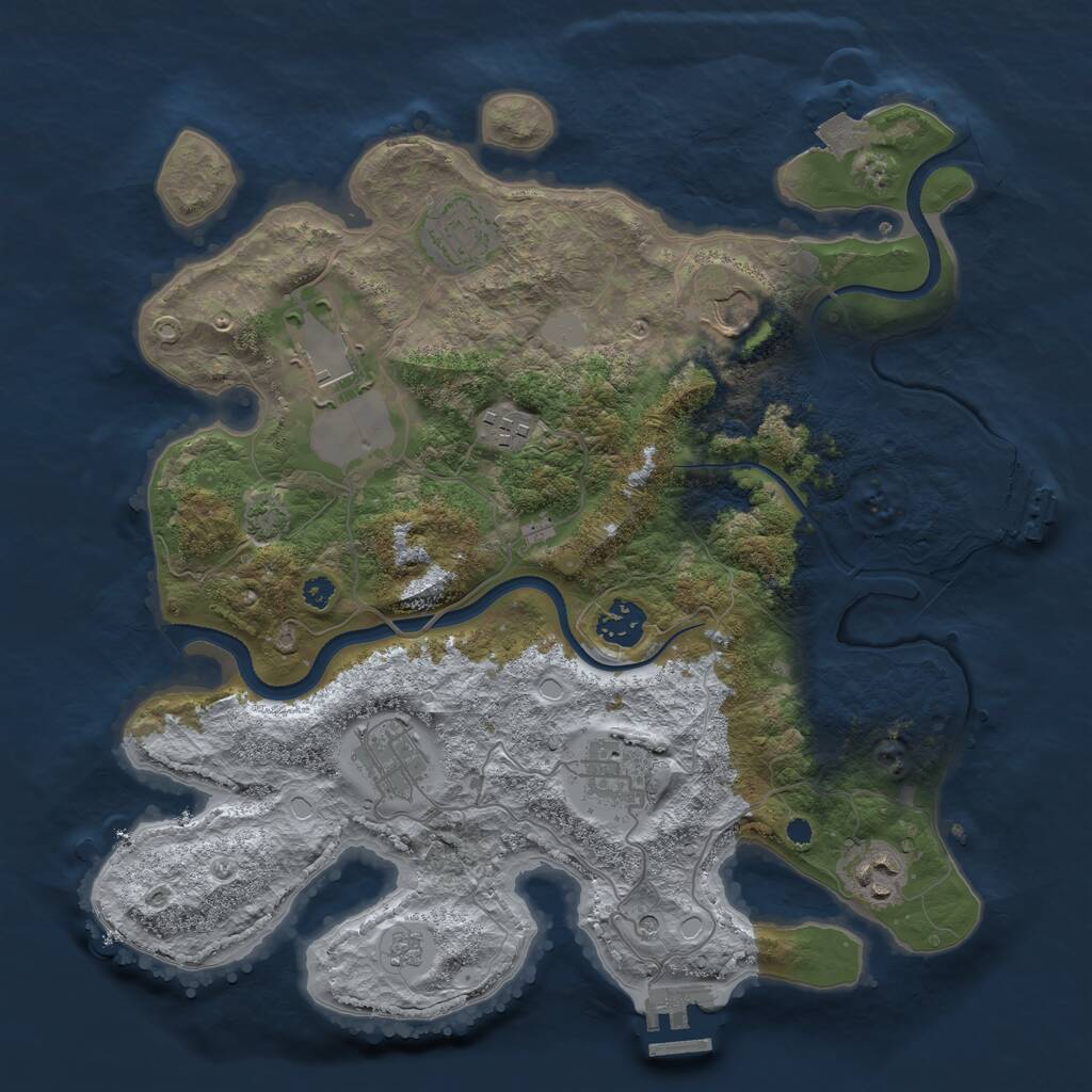 Rust Map: Procedural Map, Size: 3500, Seed: 70422, 14 Monuments