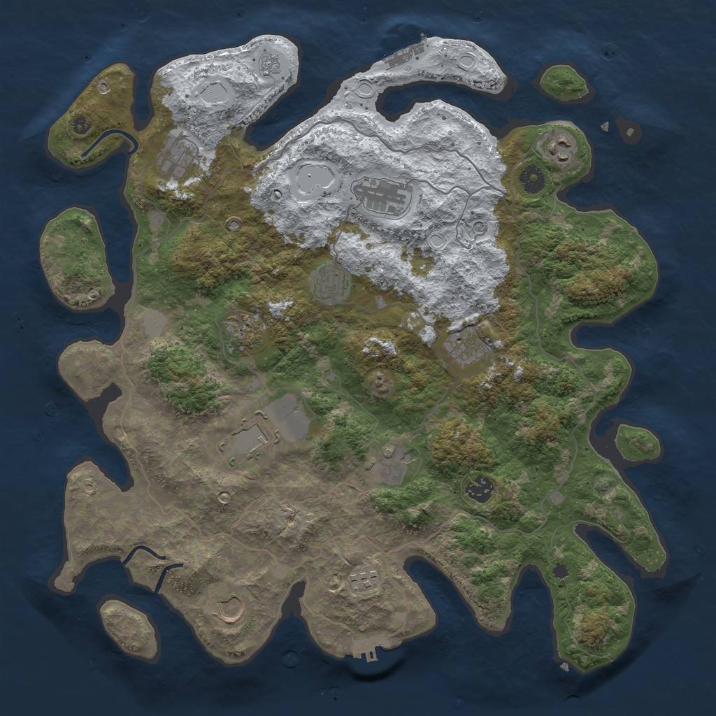 Rust Map: Procedural Map, Size: 4050, Seed: 550555083, 20 Monuments