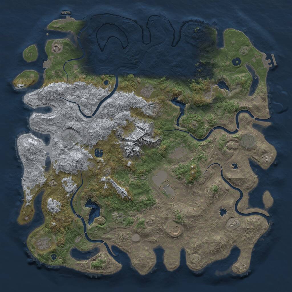 Rust Map: Procedural Map, Size: 5000, Seed: 2089474823, 17 Monuments